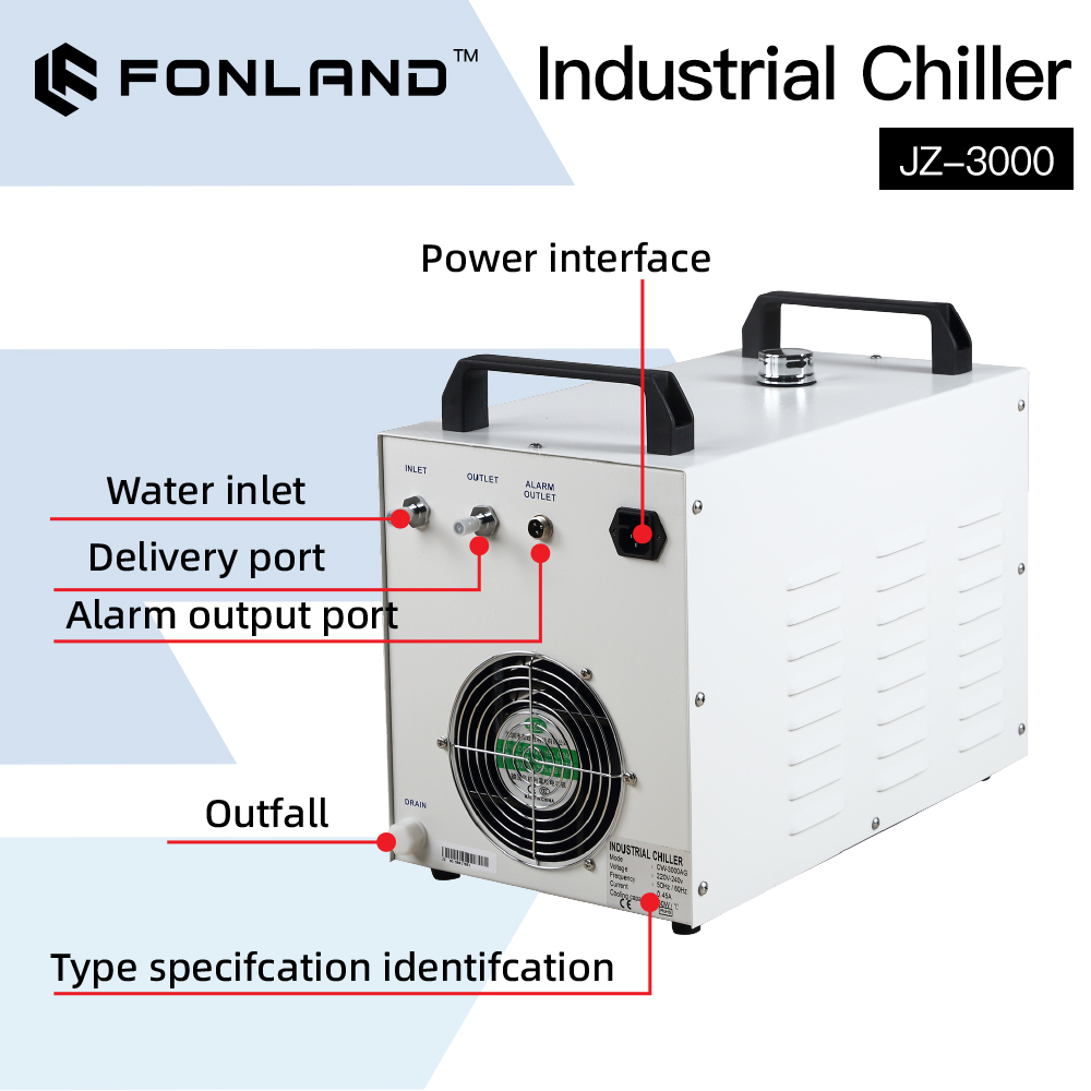 Laser Industrial Chiller - FONLAND JZ-3000 DG110V AG220V Industrial Water